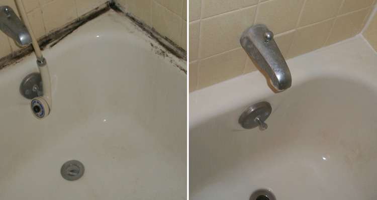 Before/After Caulking a Tub